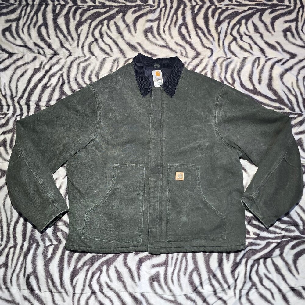 Carhartt J22 MOS zip-up insulated moss green jacket size mens XXL Tall vintage